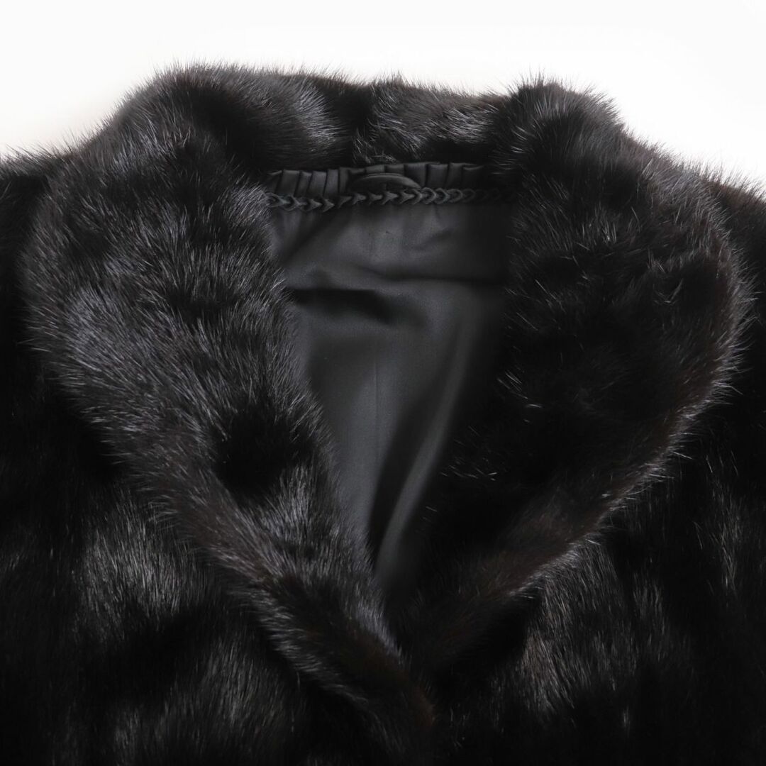 美品☆MINK ミンク 逆毛 本毛皮コート ダークブラウン(ブラックに近い