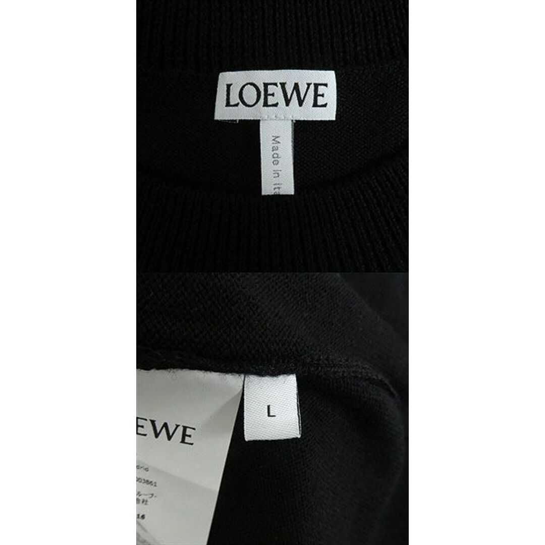 極美品□21AW LOEWE/ロエベ H526Y14K89 フィッシュ クルーネック 薄手 ロングスリーブニット/セーター ブラック L イタリア製 正規品