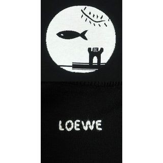 極美品□21AW LOEWE/ロエベ H526Y14K89 フィッシュ クルーネック 薄手 ロングスリーブニット/セーター ブラック L イタリア製 正規品