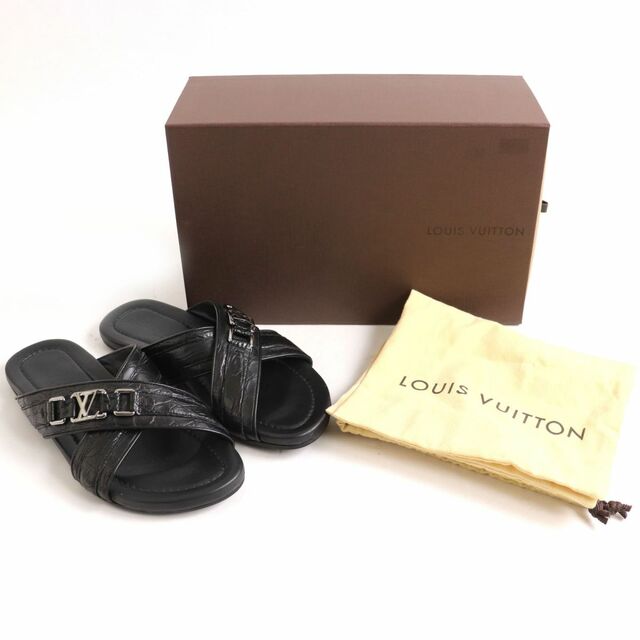 美品◇LOUIS VUITTON/ルイヴィトン マットクロコ使い ロゴ金具 レザー