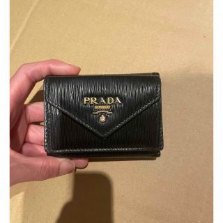 プラダ(PRADA)のPRADA プラダ 三つ折り コンパクト 財布 ウォレット ブラック(財布)