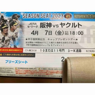 ハンシンタイガース(阪神タイガース)の甲子園開幕戦：4/7(金）阪神-ヤクルト　ブリーズシート通路横ペア(野球)