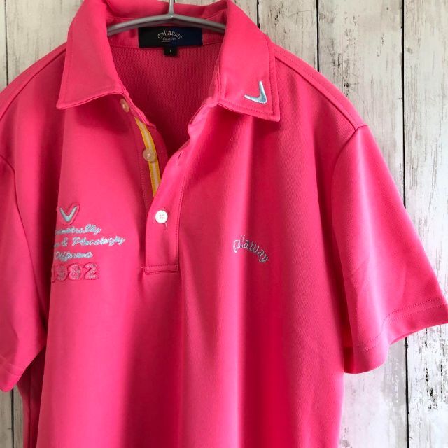 Callaway(キャロウェイ)のB1042　キャロウェイ　ポロシャツ　半袖　スポーツウエア　Lサイズ　ピンク メンズのトップス(ポロシャツ)の商品写真