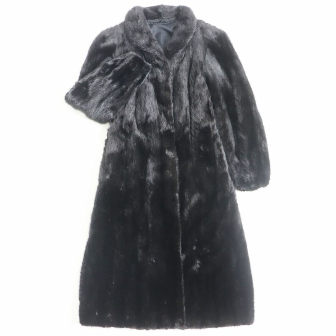 美品△MINK ミンク 逆毛 本毛皮超ロングコート ダークブラウン