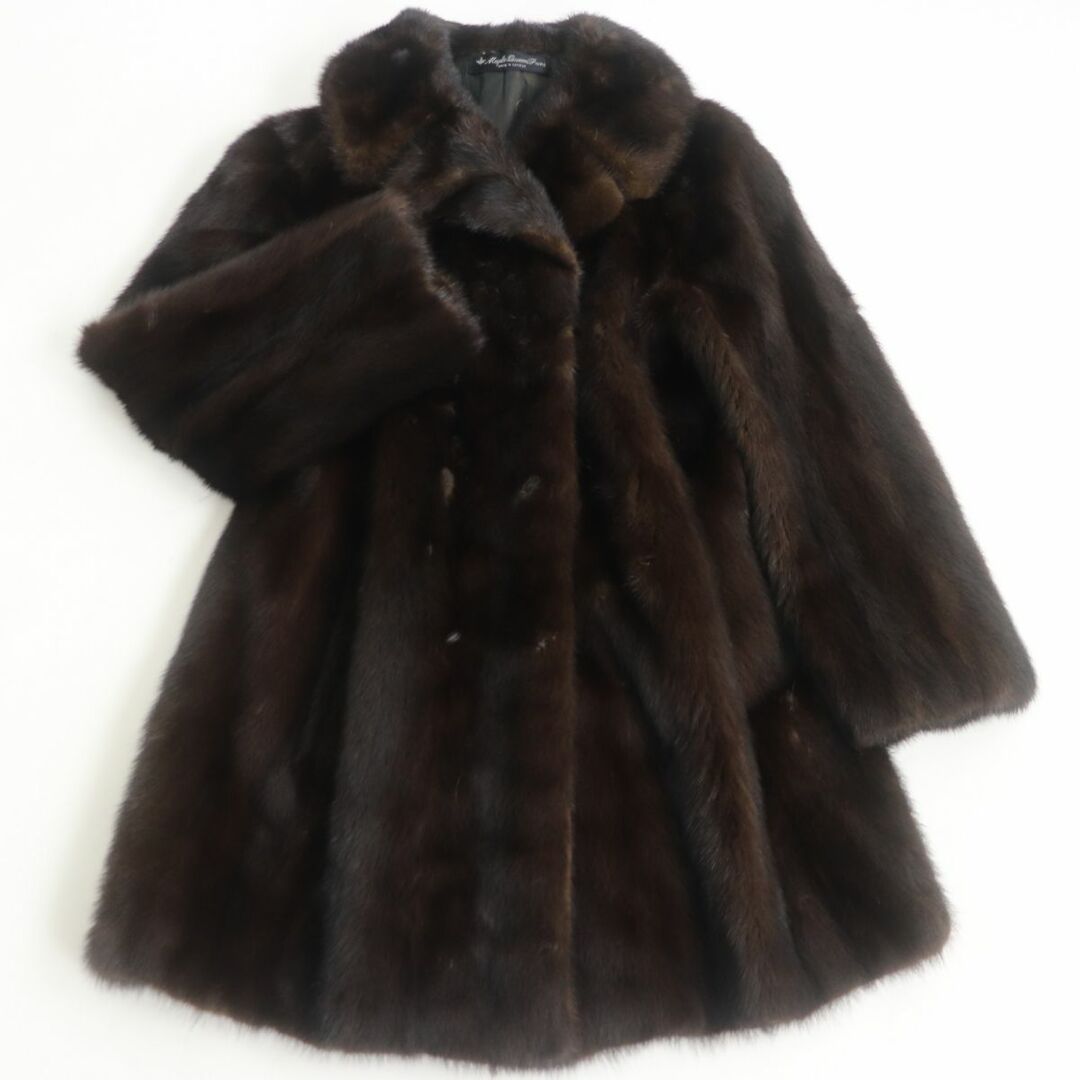 毛並み美品★MINK パステルミンク 本毛皮コート ライトブラウン 13号 毛質艶やか・柔らか◎