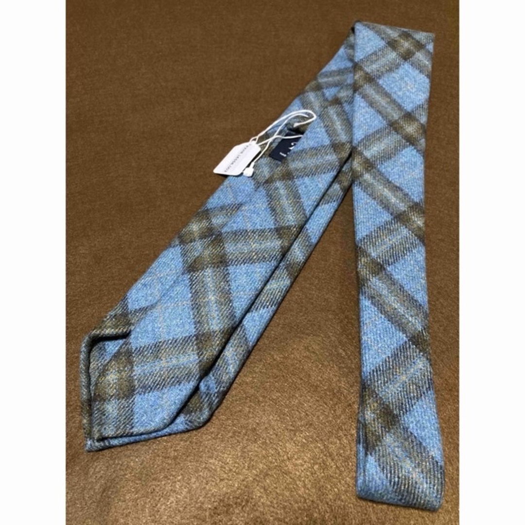 【新品】Drake's/ドレイクス/ネクタイ/チェック/ブルー/混カシミヤ