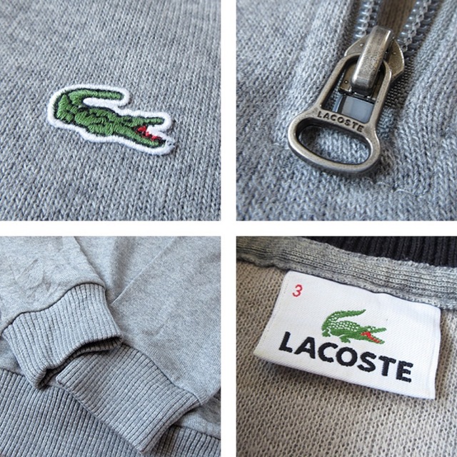 LACOSTE(ラコステ)の美品 3(L位) ラコステ メンズ ハーフジッププルオーバー ニット グレー メンズのトップス(ニット/セーター)の商品写真