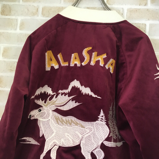【激レア】HOUSTON ベロア ALASKA 袖刺繍 総刺繍デザイン ブルゾン
