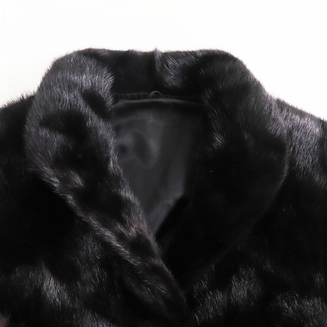 美品●MINK ミンク 逆毛 本毛皮ショートコート ジャケット ブラック 11号 毛質艶やか・柔らか◎