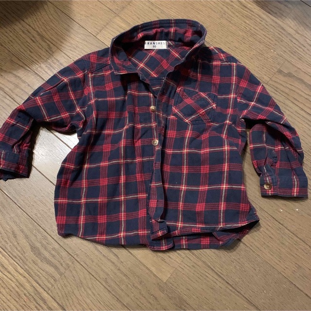 Branshes(ブランシェス)の90サイズ　赤チェックシャツ キッズ/ベビー/マタニティのキッズ服男の子用(90cm~)(ブラウス)の商品写真