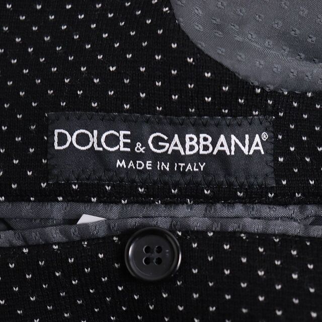 極美品◆DOLCE＆GABBANA ドルチェ＆ガッバーナ シルク混 織柄 細身 ダブルジャケット ブラック 46 伊製 正規品 メンズ 6