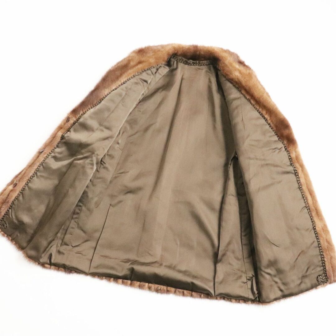 毛並み美品○MINK ミンク ストライプ 本毛皮ショートコート ジャケット