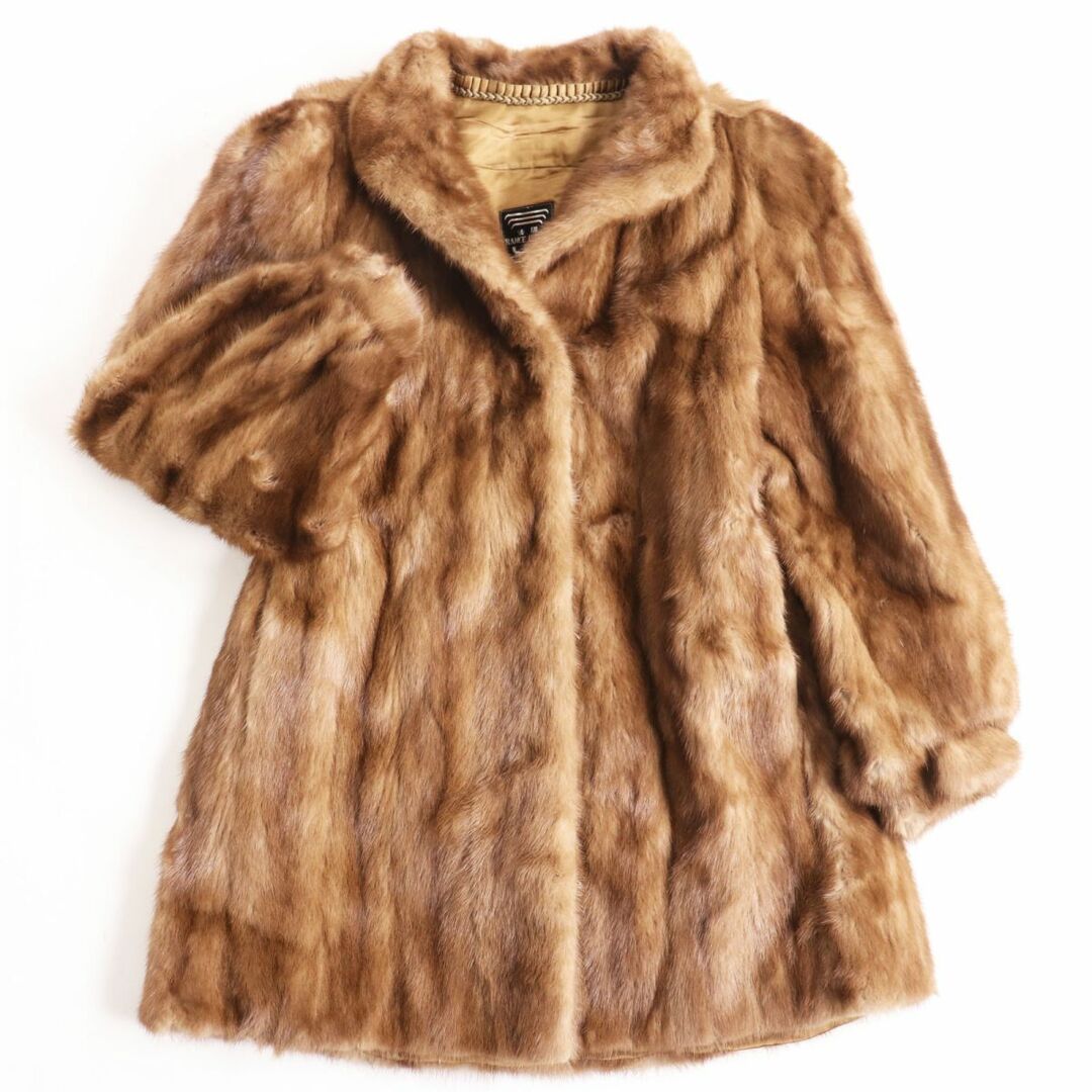 良品●MINK ミンク 本毛皮ショートコート ジャケット ブラウン 毛質艶やか・柔らか◎