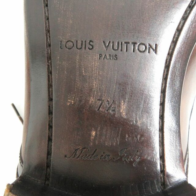 LOUIS VUITTON(ルイヴィトン)の美品□LOUIS VUITTON/ルイヴィトン クロコダイルレザー使い ロングノーズ レザー レースアップ ドレスシューズ ブラウン 7 1/2 イタリア製 メンズの靴/シューズ(ドレス/ビジネス)の商品写真