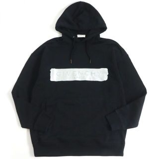 ジバンシィ(GIVENCHY)の美品□21SS GIVENCHY/ジバンシィ BMJ0A230AF シルバーライン エンボスロゴ プルオーバー スウェットパーカー/フーディー ブラック S 正規品(パーカー)