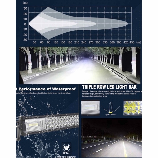 3ROW LEDライトバー 50インチ 作業灯 ワークライト アメ車 軽トラ 3