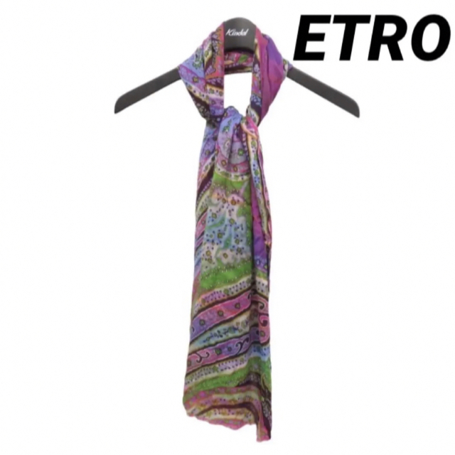 極美品　ETRO　 カシミヤ混ペイズリー柄ストール約160ｃｍ 幅