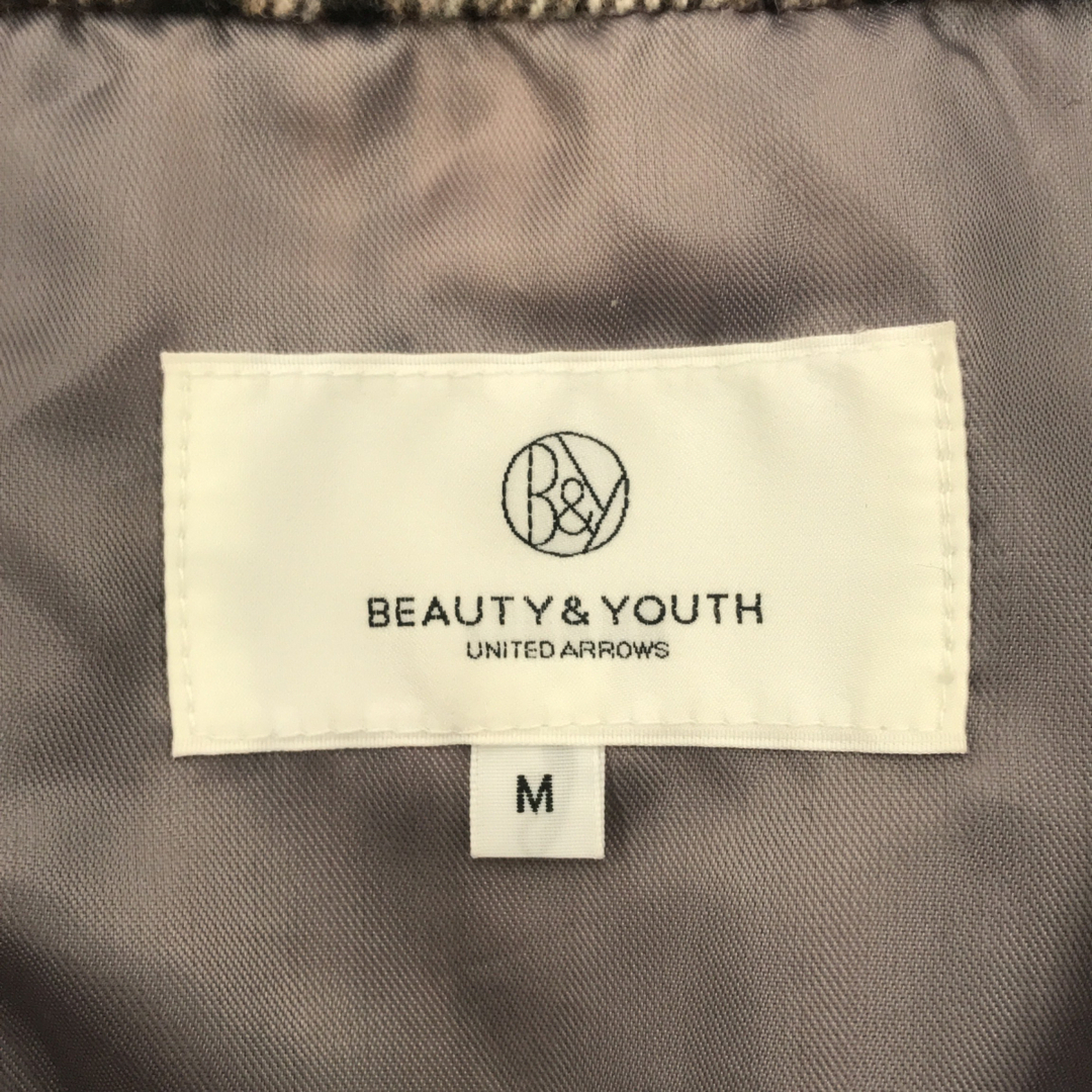 BEAUTY&YOUTH UNITED ARROWS(ビューティアンドユースユナイテッドアローズ)のビューティーアンドユース ノーカラーチェックコート M レディースのジャケット/アウター(ノーカラージャケット)の商品写真