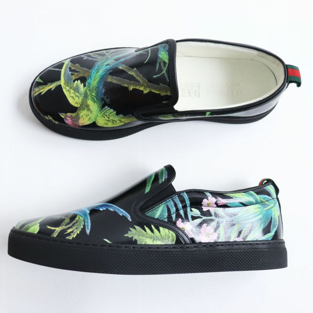 未使用品●GUCCI/グッチ 407364 トロピカル バード シェリーライン ローカットスニーカー/スリッポン ブラック 6 1/2 伊製 箱/保存袋付き q03-st30208-922
