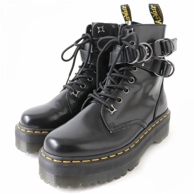 極美品△Dr.Martens ドクターマーチン JADON HDW BUTTERO  8ホール 厚底 レザーブーツ サイドZIP付き ブラック 黒 レディース UK5 オシャレ