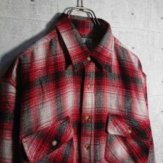 【オンブレ】 チェック シャツ グランジ カートコバーン 赤 L