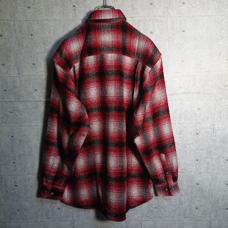 【オンブレ】 チェック シャツ グランジ カートコバーン 赤 L