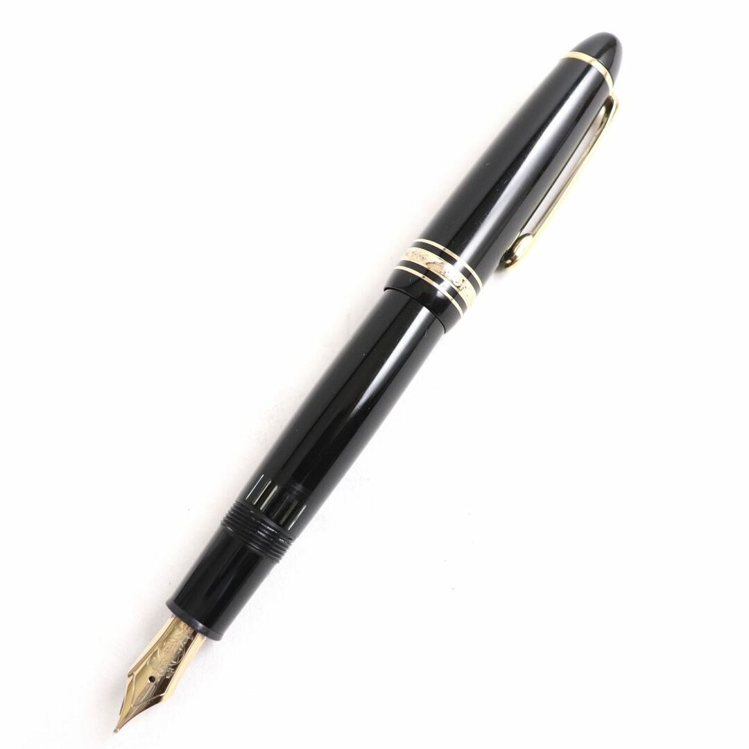 良品□MONTBLANC/モンブラン No.146 マイスターシュテュック ホワイトスター ペン先14K ニブM 万年筆 黒×金 インク無し ケース付き