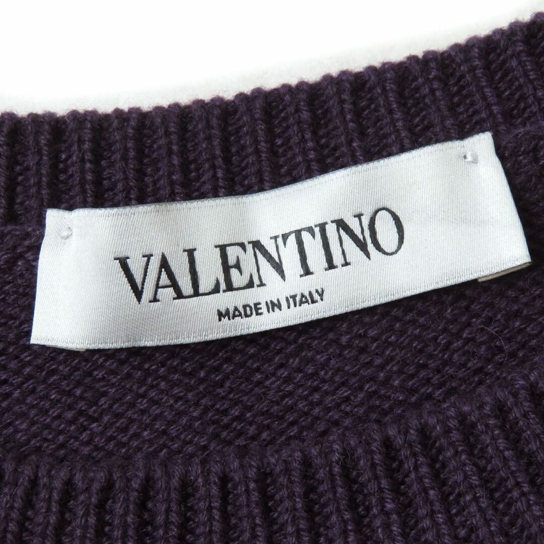 極美品◇正規品 VALENTINO ヴァレンティノ Vロゴ金具付 長袖 裾スリット カシミヤ100% ニットトップス セーター パープル レディース  XS