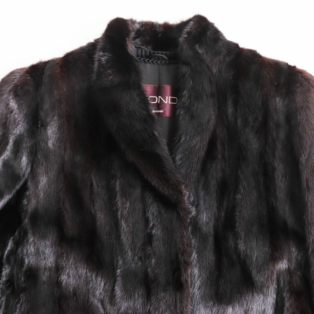 美品●FOND MOONBAT ムーンバット MINK ミンク 本毛皮超ロングコート ブラック（ダークブラウンに近い） 13号 毛質艶やか・柔らか◎