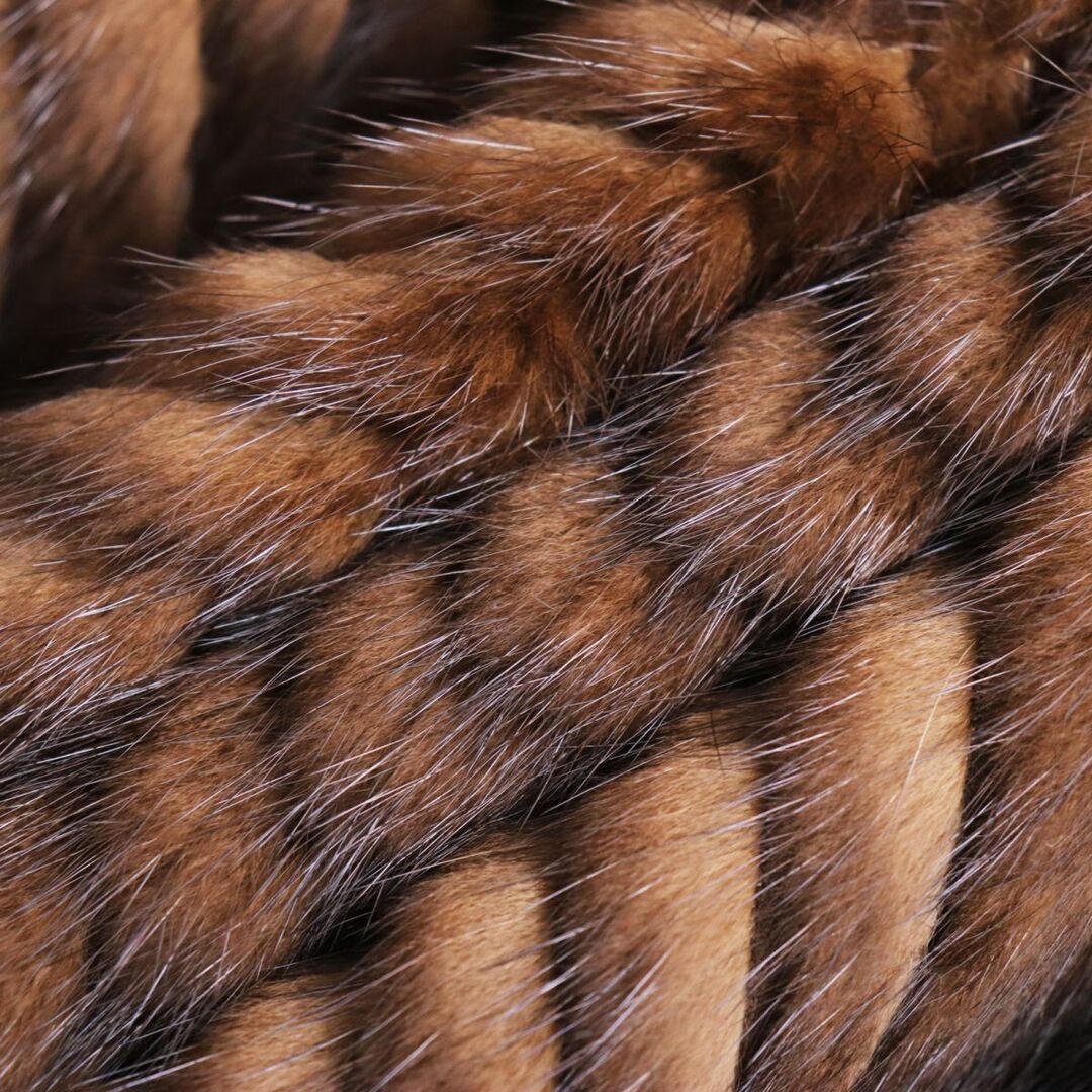 毛並み美品●MINK ミンク 逆毛切り替え デザイン 本毛皮ショートコート ジャケット ブラウン 13号 毛質艶やか・柔らか◎ 3