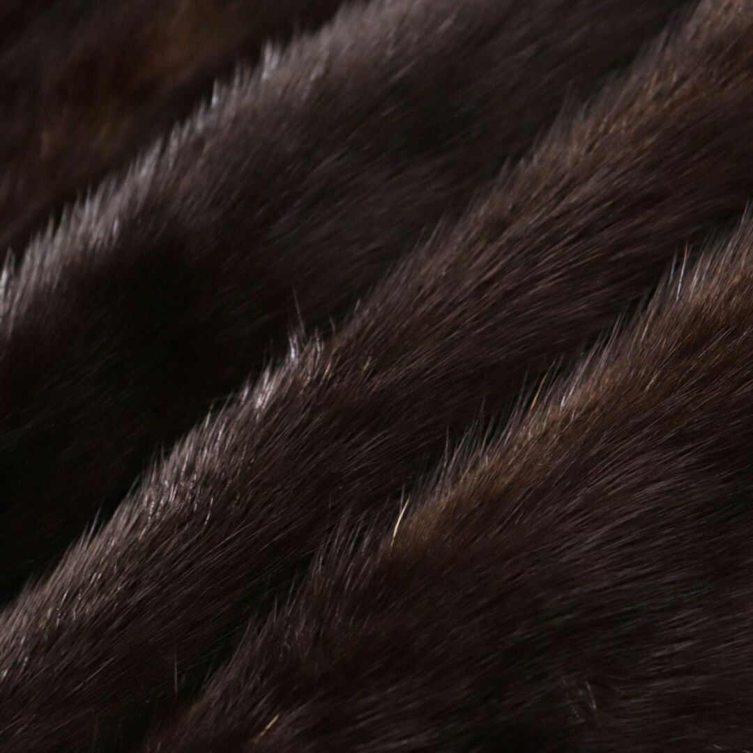 良品○MINK ミンク 逆毛 本毛皮超ロングコート ダークブラウン 11号 毛
