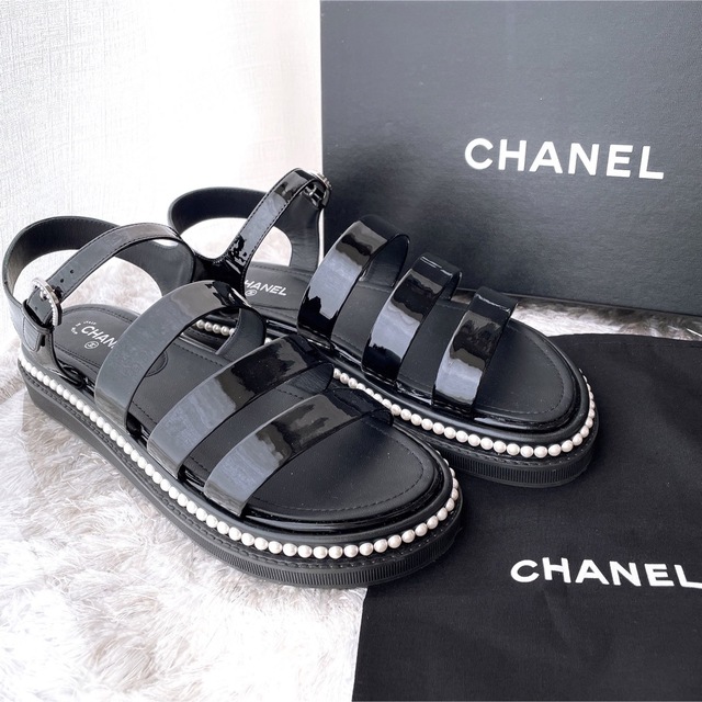 憧れの CHANEL シャネル パール ココマーク ストラップ サンダル 新品