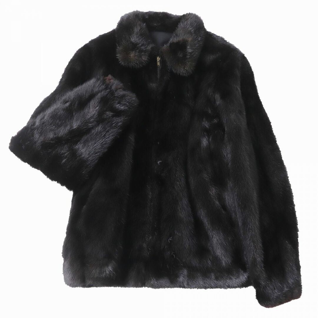 良品☆MINK ミンク リバーシブル ZIP UP 本毛皮コート/ブルゾン ダーク