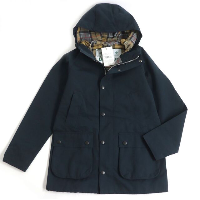 未使用品□20AW Barbour/バブアー SL BEDALE JACKET/ビデイル 裏チェック柄 フーデッド WZIP ハンティングジャケット/コート 紺 38 正規品53cm着丈