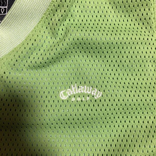 Callaway(キャロウェイ)のcallaway GOLF Vネック メッシュ ベスト 黄緑 Lサイズ 刺繍 メンズのトップス(ベスト)の商品写真