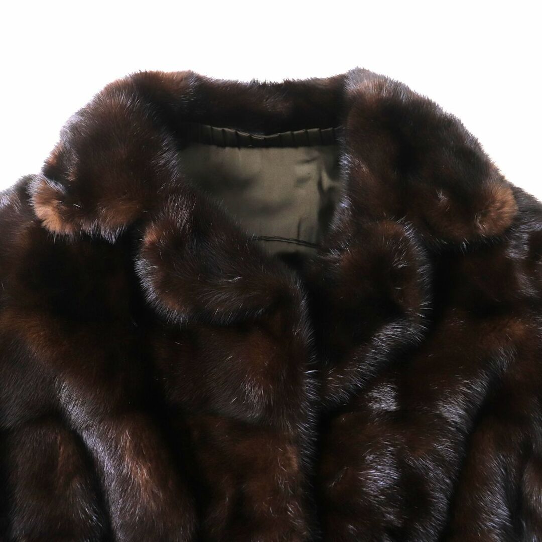 毛並み美品●OS FUR MINK デザインミンク 本毛皮ショートコート ジャケット ライトブラウン 11号 毛質艶やか・柔らか◎