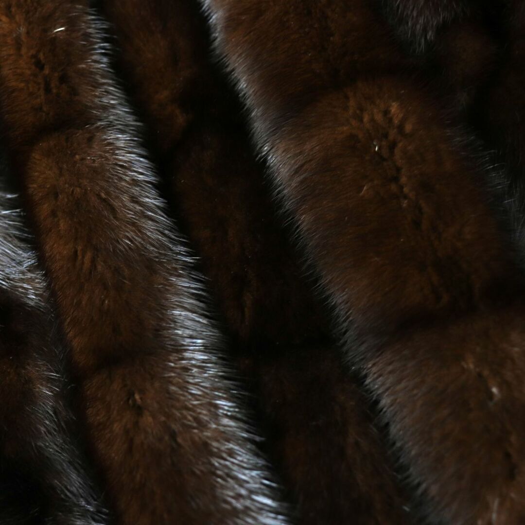 極美品☆MINK　ミンク　本毛皮コート　ダークブラウン（ブラックに近い）　11号　毛質艶やか・柔らか◎