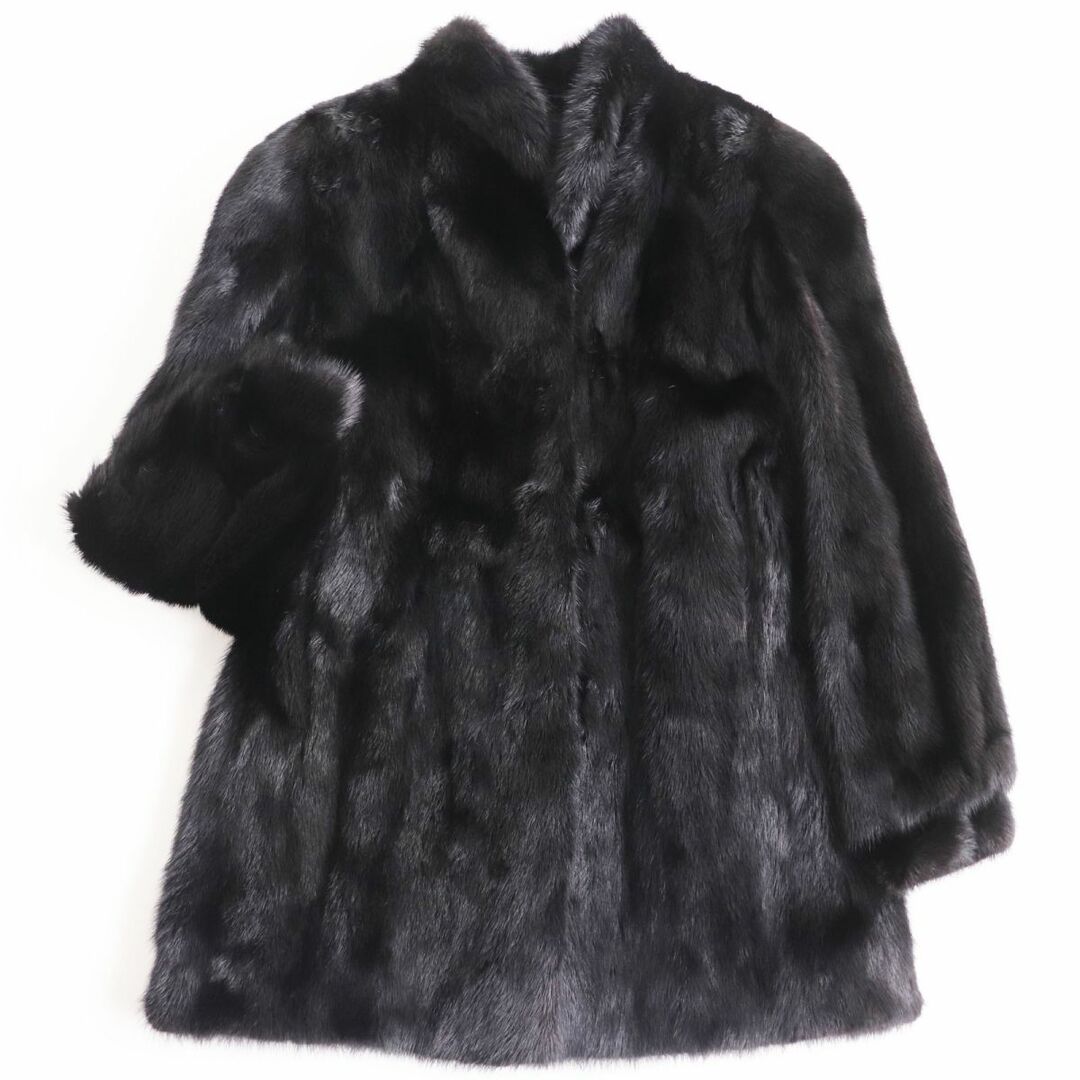 12100円 ミンク 本毛皮ショートコート 13号 美品○MINK 毛質艶やか