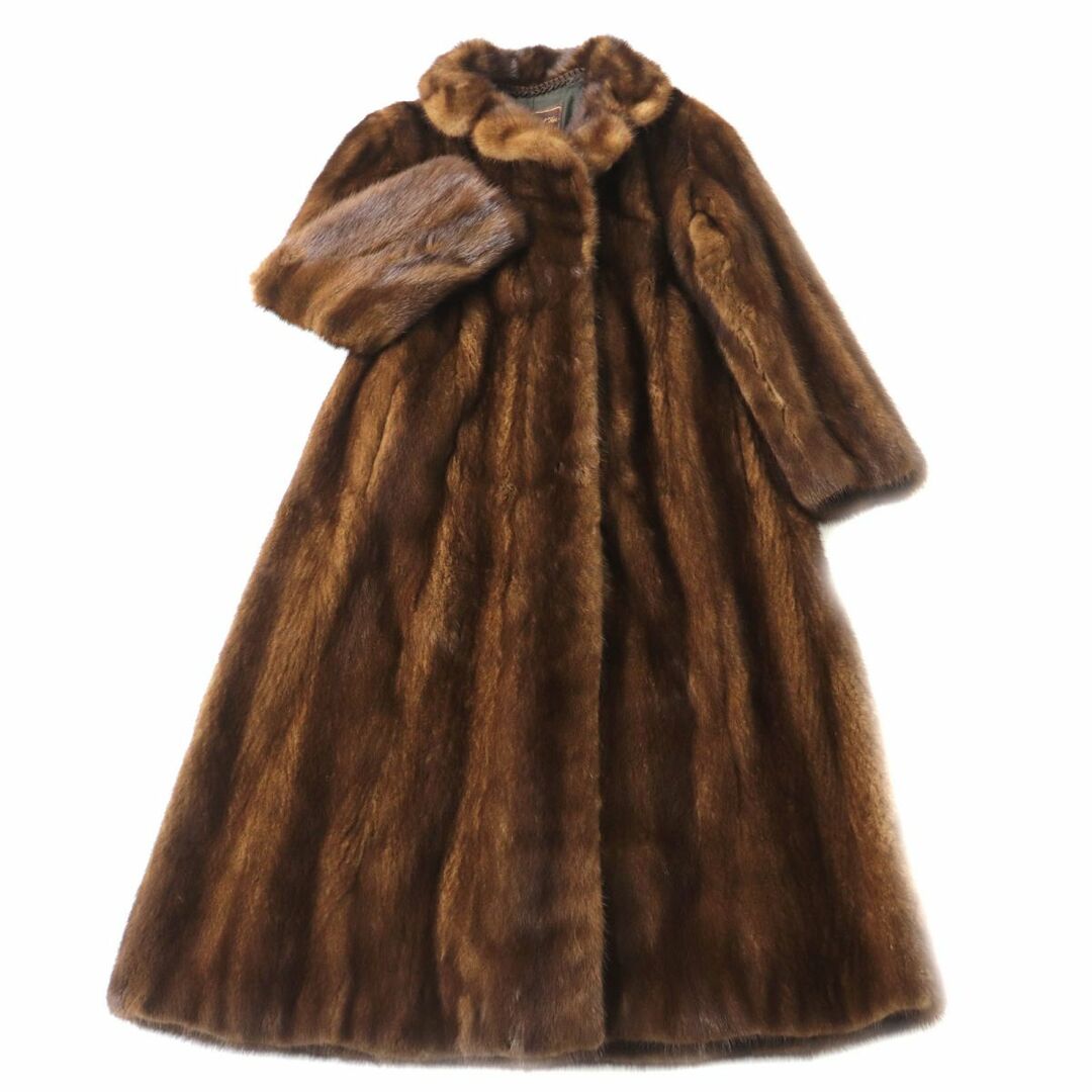 毛並み美品★Moon Bat Fur　ムーンバットファー　MINK　ミンク　本毛皮超ロングコート　ブラウン　9号　毛質艶やか・柔らか◎