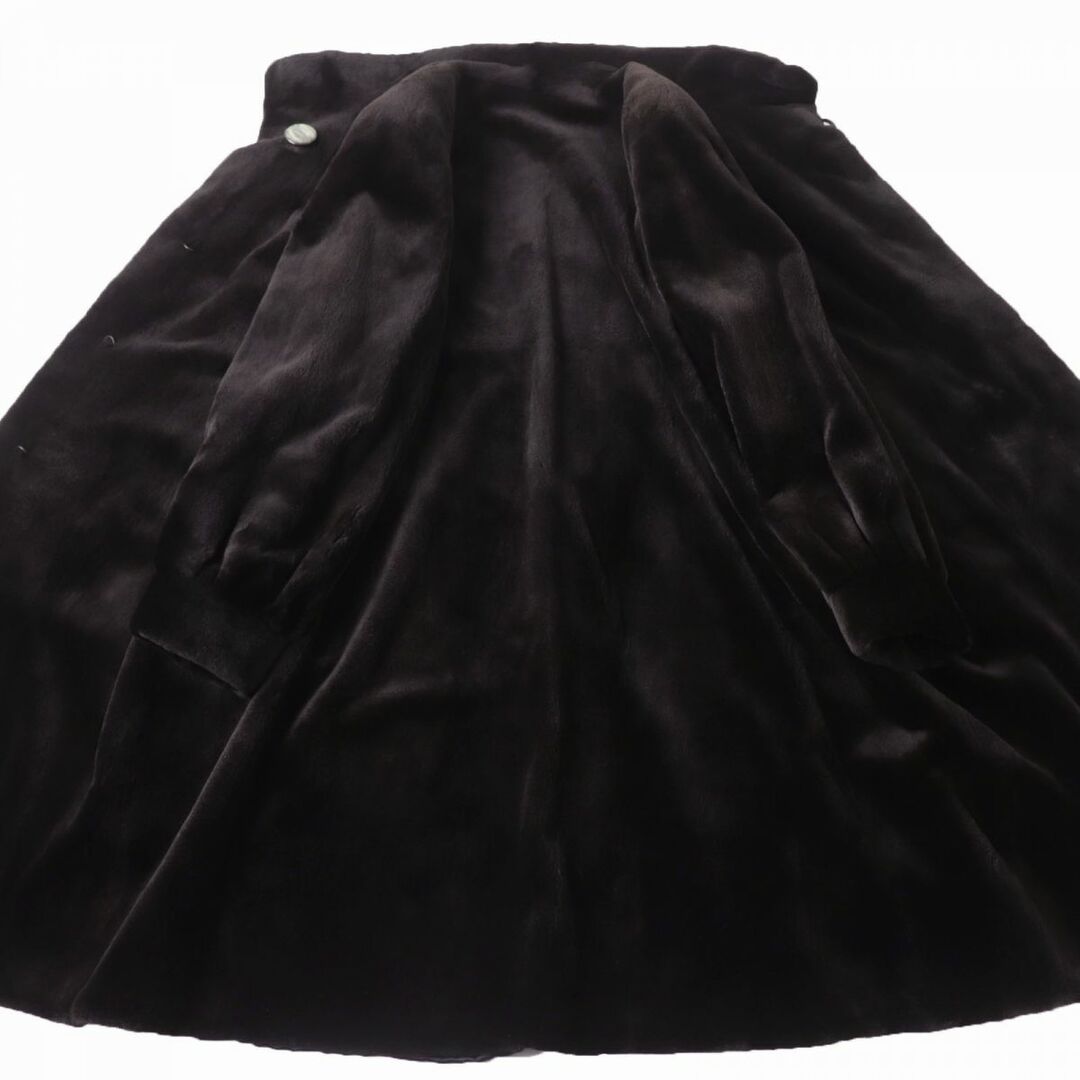 毛並み極美品☆SAGA MINK サガミンク シェアードミンク 本毛皮超ロングコート ダークブラウン F 毛質艶やか・柔らか◎