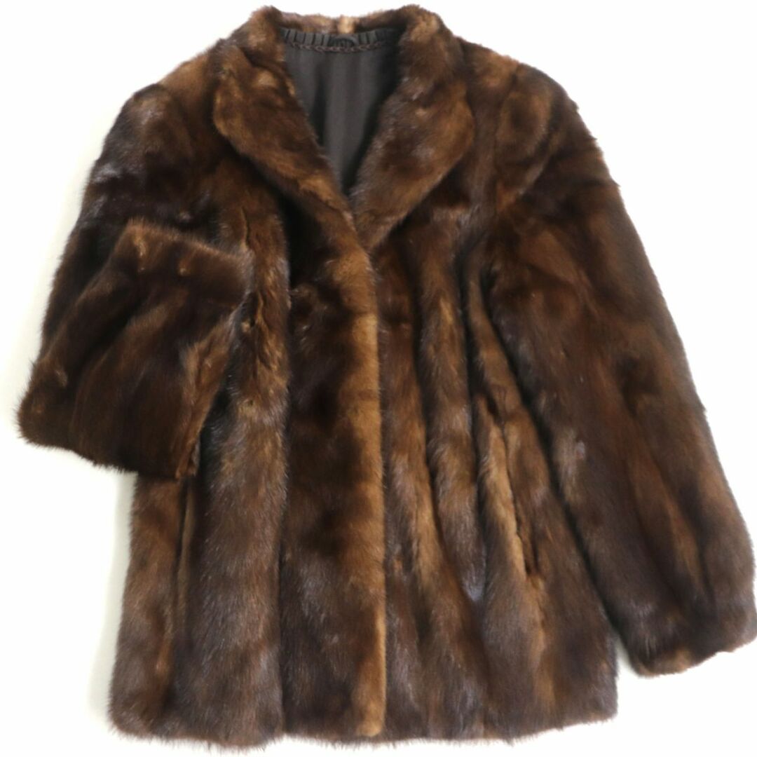 極美品▽MINK ミンク 本毛皮コート ブラウン 毛質艶やか・柔らか