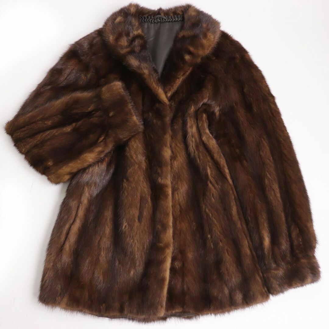 毛並み極美品☆Nakamura Fur　ナカムラファー　MINK　ミンク　本毛皮コート　ブラウン　9号　毛質艶やか・柔らか◎