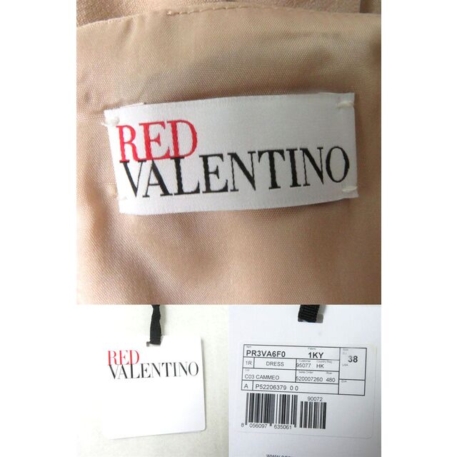 RED VALENTINO(レッドヴァレンティノ)の未使用品◎正規品 RED VALENTINO レッド ヴァレンティノ レディース フリルデザイン ノースリーブ ワンピース／ドレス ピンクベージュ 38 レディースのワンピース(ひざ丈ワンピース)の商品写真