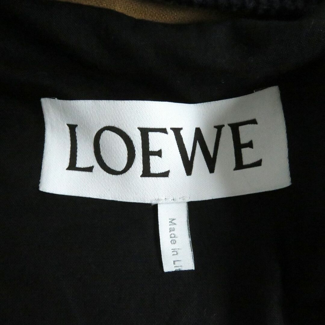 極美品□21SS LOEWE/ロエベ H526Y02W03 アナグラム レザーパッチ 襟元コーデュロイ フーデッド ハンティングジャケット キャメル 46 正規品