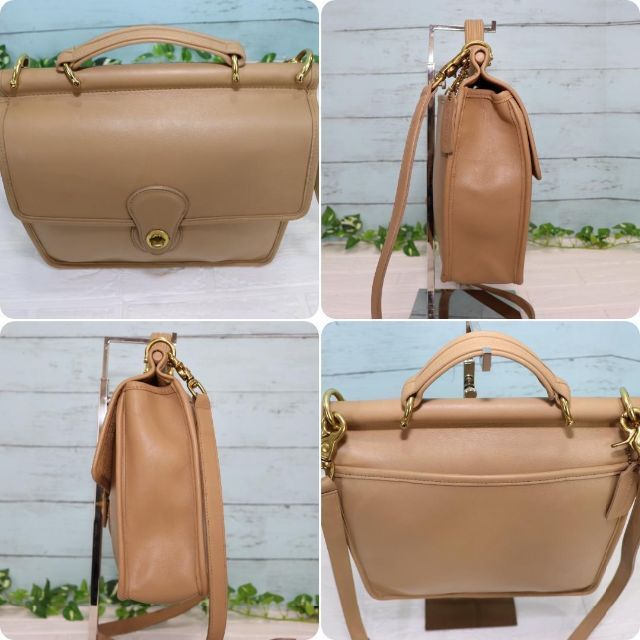 OLD COACH スクエア ショルダーバッグ ミルクティベージュ 法廷バッグ
