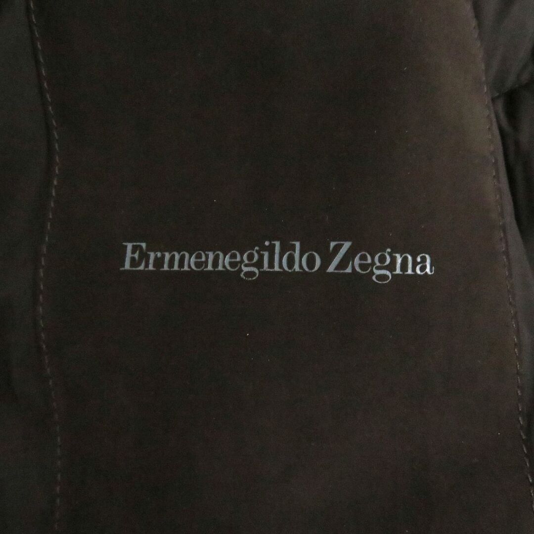 良品□Ermenegildo Zegna/エルメネジルドゼニア 無地 ダブルジップ ダウンジャケット/ブルゾン ブラウン 48 正規品 ハンガー付き メンズ