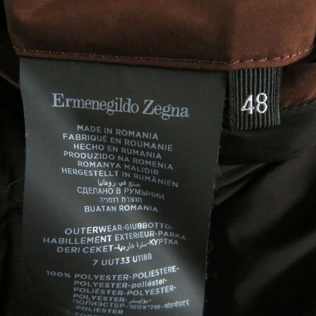 良品□Ermenegildo Zegna/エルメネジルドゼニア 無地 ダブルジップ ダウンジャケット/ブルゾン ブラウン 48 正規品 ハンガー付き メンズ