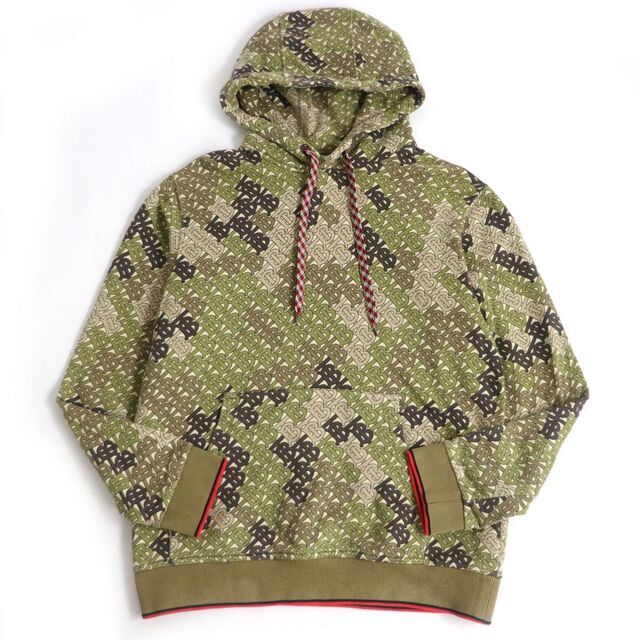 57cm着丈良品□バーバリー 8014354 TBモノグラム MONOGRAM PRINTED COTTON HOODIE コットン フーディー/プルオーバーパーカー カモフラ M 正規品