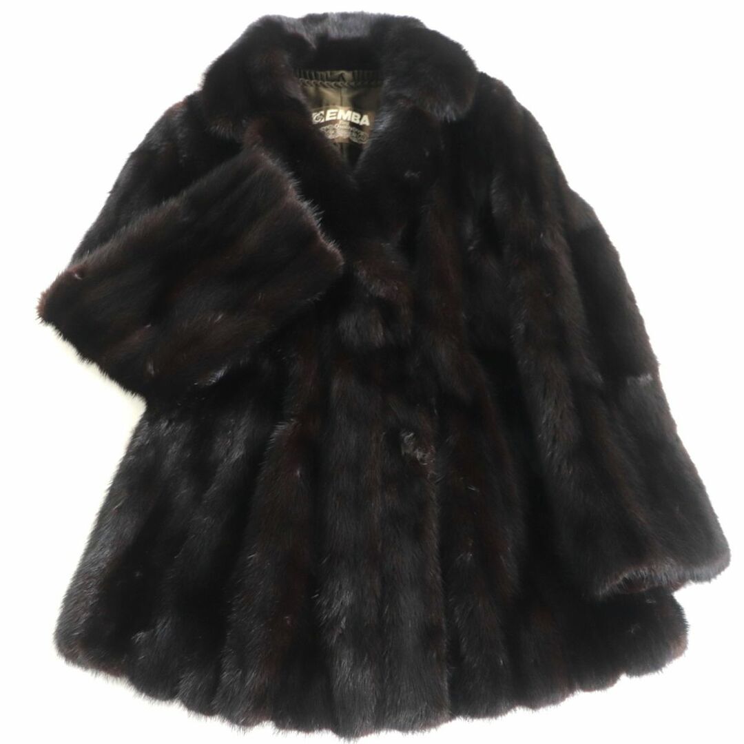 毛並み極美品☆EMBA エンバ MINK ミンク スカラップ 裏地花柄刺繍入り