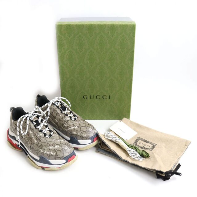 Gucci(グッチ)の未使用◆21AW グッチ×バレンシアガ 681066 ザ ハッカー プロジェクト GGスプリーム×ロゴ トリプルS スニーカー 27.5cm ブラウン メンズ メンズの靴/シューズ(スニーカー)の商品写真